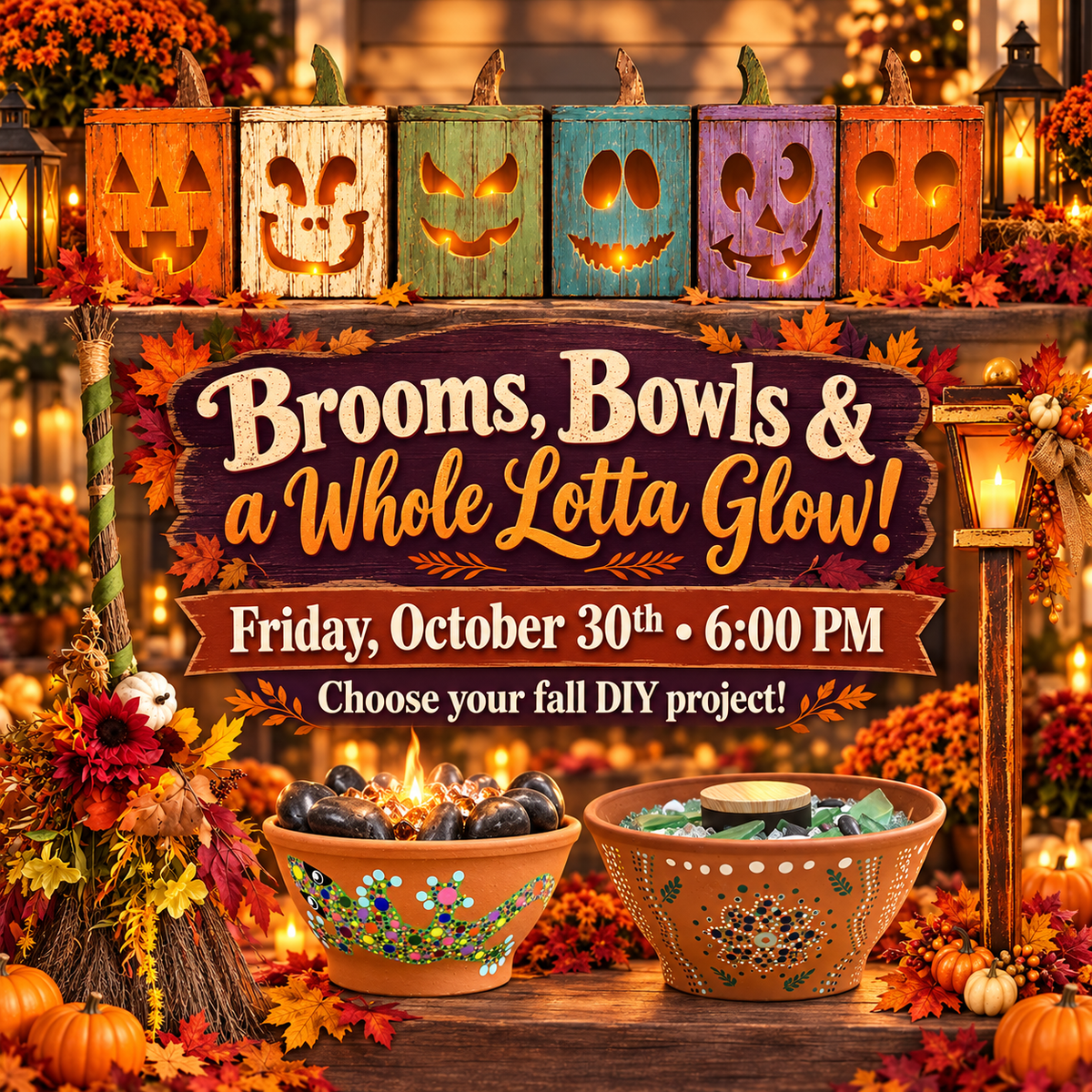 10/30/26 - Friday @ 6:00 p.m. - 🎃 Brooms, Bowls & a Whole Lotta Glow! 🔥