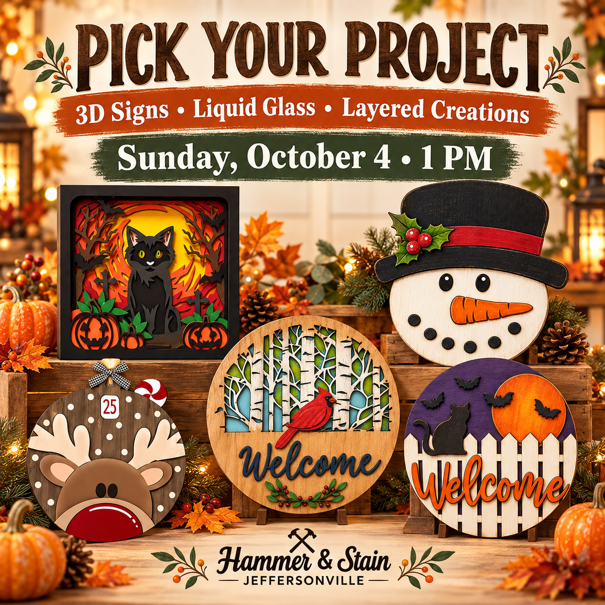 10/4/26 - Sunday - 1pm - Pick Your Project: 3D Signs, Liquid Glass & Layered Creations! 🎨✨